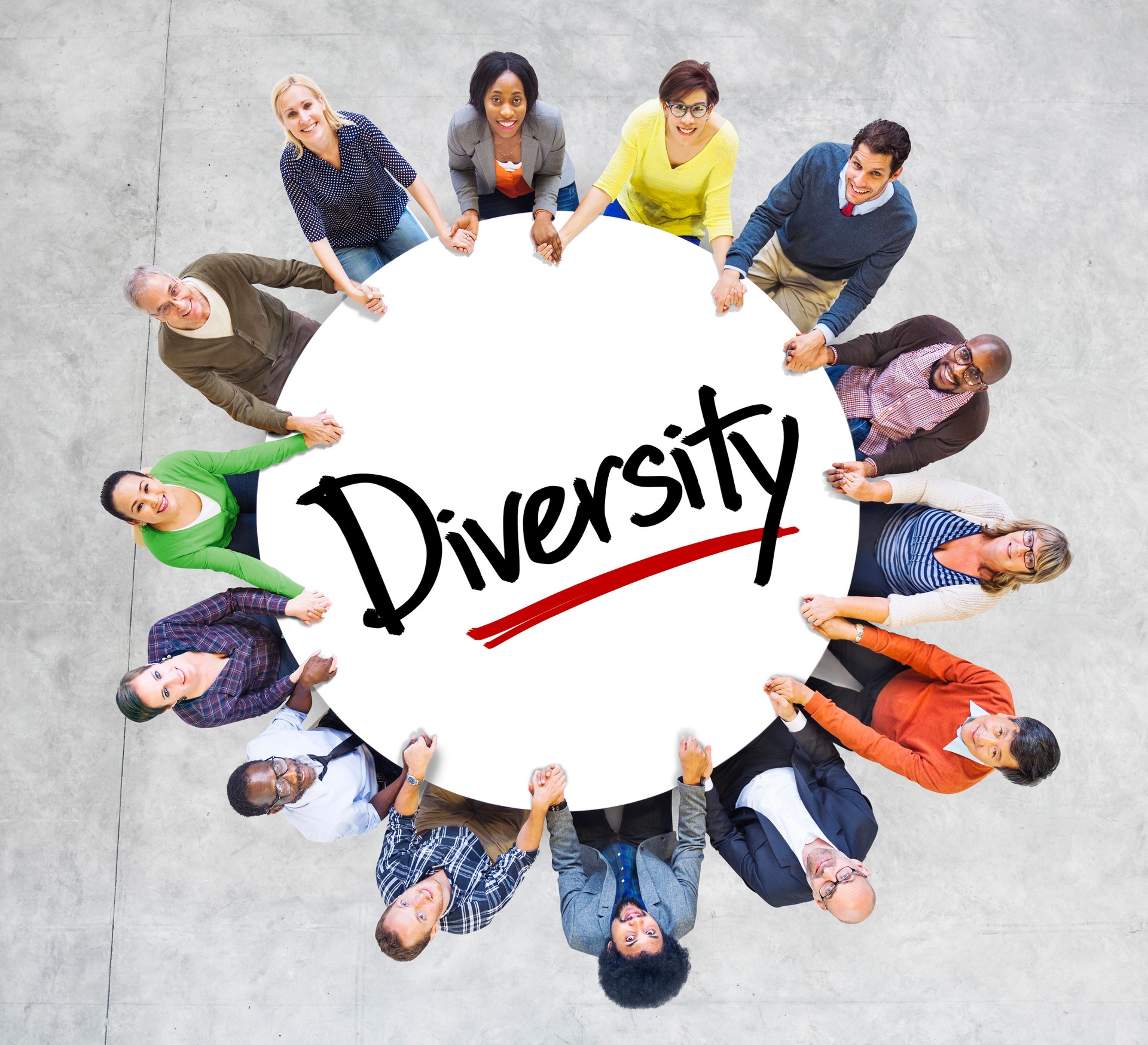Diverse People in a Circle with Diversity Concept